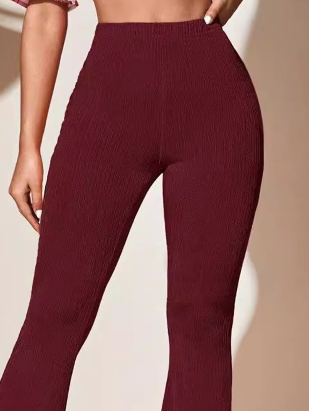 Comfort Curve Flare Active Pants - Burgundy - Picture 5 of 7